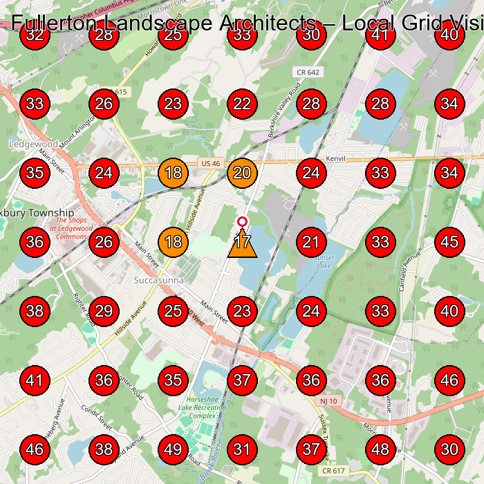 Fullerton Landscape Architects GeoGrid visibility map for Landscape Architect in Randolph